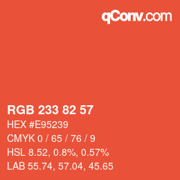 Color code: RGB 233 82 57 | qconv.com