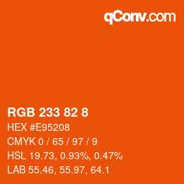 Color code: RGB 233 82 8 | qconv.com