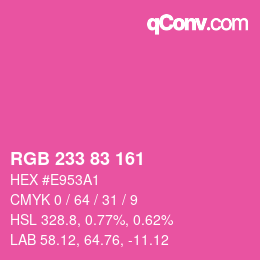 カラーコード: RGB 233 83 161 | qconv.com