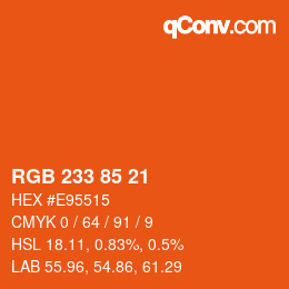 Color code: RGB 233 85 21 | qconv.com