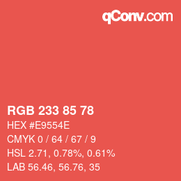 Color code: RGB 233 85 78 | qconv.com