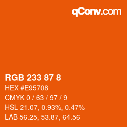 Color code: RGB 233 87 8 | qconv.com