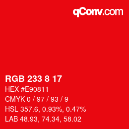 Color code: RGB 233 8 17 | qconv.com