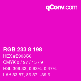 Farbcode: RGB 233 8 198 | qconv.com