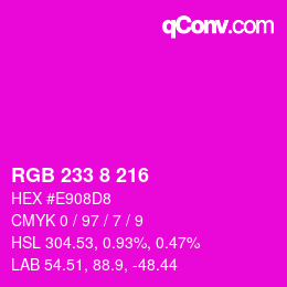 Color code: RGB 233 8 216 | qconv.com