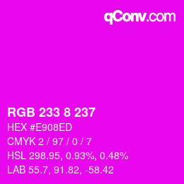 颜色代码: RGB 233 8 237 | qconv.com