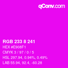 Color code: RGB 233 8 241 | qconv.com