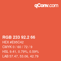 カラーコード: RGB 233 92.2 66 | qconv.com