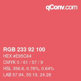 カラーコード: RGB 233 92 100 | qconv.com