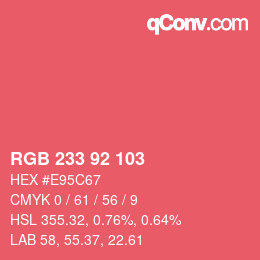 Color code: RGB 233 92 103 | qconv.com