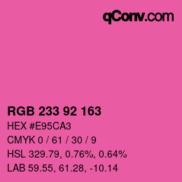 Color code: RGB 233 92 163 | qconv.com