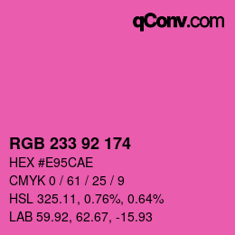 カラーコード: RGB 233 92 174 | qconv.com