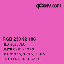カラーコード: RGB 233 92 188 | qconv.com