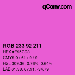 カラーコード: RGB 233 92 211 | qconv.com