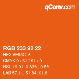 Color code: RGB 233 92 22 | qconv.com