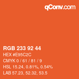 Color code: RGB 233 92 44 | qconv.com