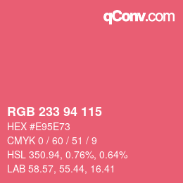 颜色代码: RGB 233 94 115 | qconv.com