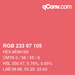 Color code: RGB 233 97 105 | qconv.com