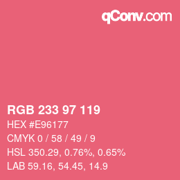 Color code: RGB 233 97 119 | qconv.com