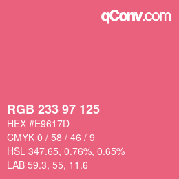 Color code: RGB 233 97 125 | qconv.com