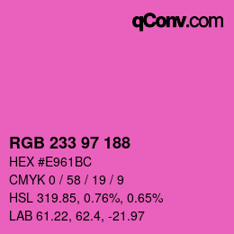 Color code: RGB 233 97 188 | qconv.com