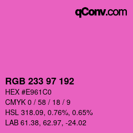 Color code: RGB 233 97 192 | qconv.com