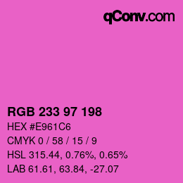 Color code: RGB 233 97 198 | qconv.com
