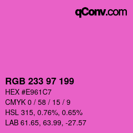 Color code: RGB 233 97 199 | qconv.com