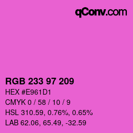 Color code: RGB 233 97 209 | qconv.com