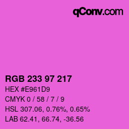 Color code: RGB 233 97 217 | qconv.com