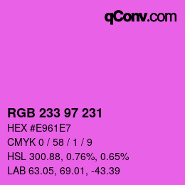 Farbcode: RGB 233 97 231 | qconv.com