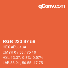 Color code: RGB 233 97 58 | qconv.com