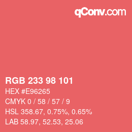 Color code: RGB 233 98 101 | qconv.com