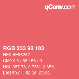 Color code: RGB 233 98 103 | qconv.com