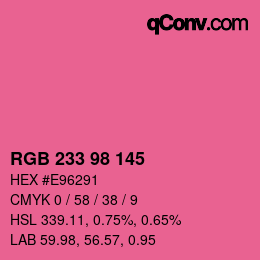 Color code: RGB 233 98 145 | qconv.com