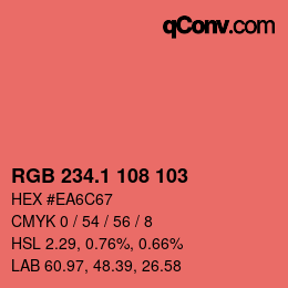 Color code: RGB 234.1 108 103 | qconv.com