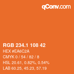 カラーコード: RGB 234.1 108 42 | qconv.com