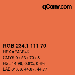 カラーコード: RGB 234.1 111 70 | qconv.com