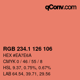カラーコード: RGB 234.1 126 106 | qconv.com