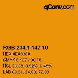 カラーコード: RGB 234.1 147 10 | qconv.com