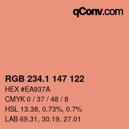 カラーコード: RGB 234.1 147 122 | qconv.com