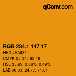 カラーコード: RGB 234.1 147 17 | qconv.com