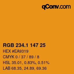 カラーコード: RGB 234.1 147 25 | qconv.com