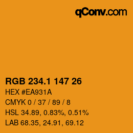 カラーコード: RGB 234.1 147 26 | qconv.com