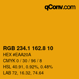 カラーコード: RGB 234.1 162.8 10 | qconv.com