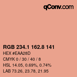 Farbcode: RGB 234.1 162.8 141 | qconv.com
