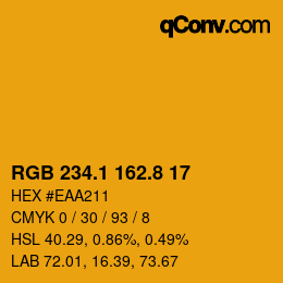 カラーコード: RGB 234.1 162.8 17 | qconv.com