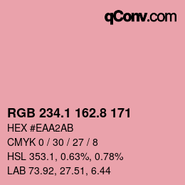 Color code: RGB 234.1 162.8 171 | qconv.com