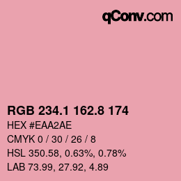 カラーコード: RGB 234.1 162.8 174 | qconv.com