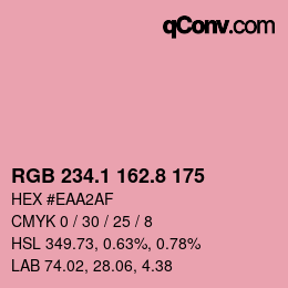 カラーコード: RGB 234.1 162.8 175 | qconv.com